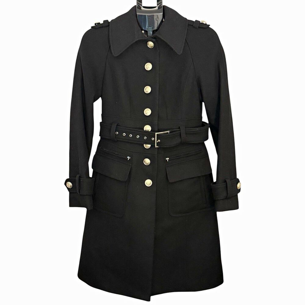Laundry by Shelli Segal Women’s Black Belted Mid-Length Trench Coat, Size 4
